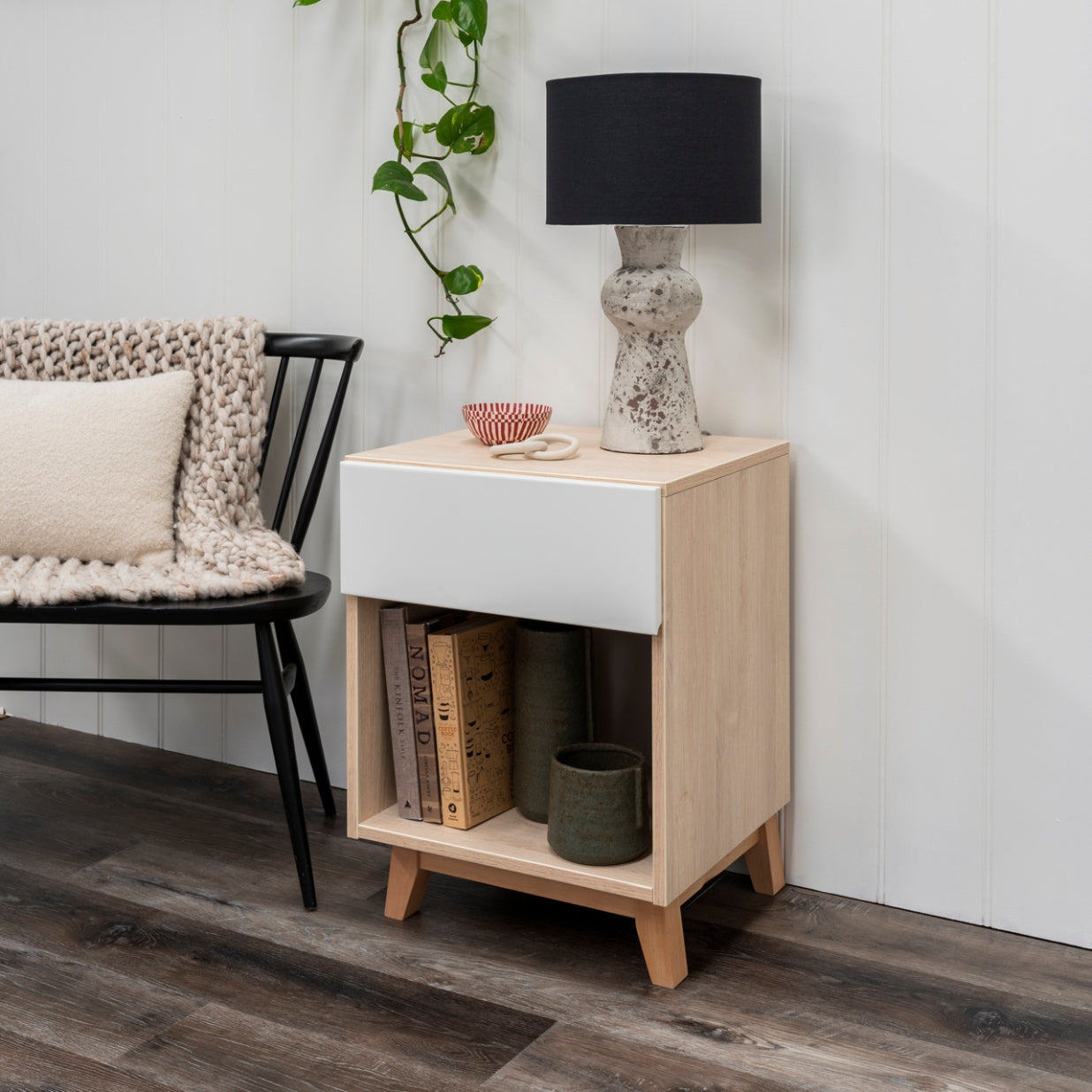 Tommi Bedside - Oak/White