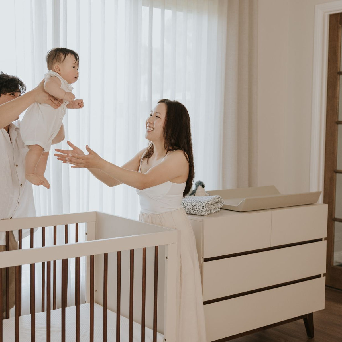 Hugo Nursery Package - Cot & Chest. Chestnut Cream