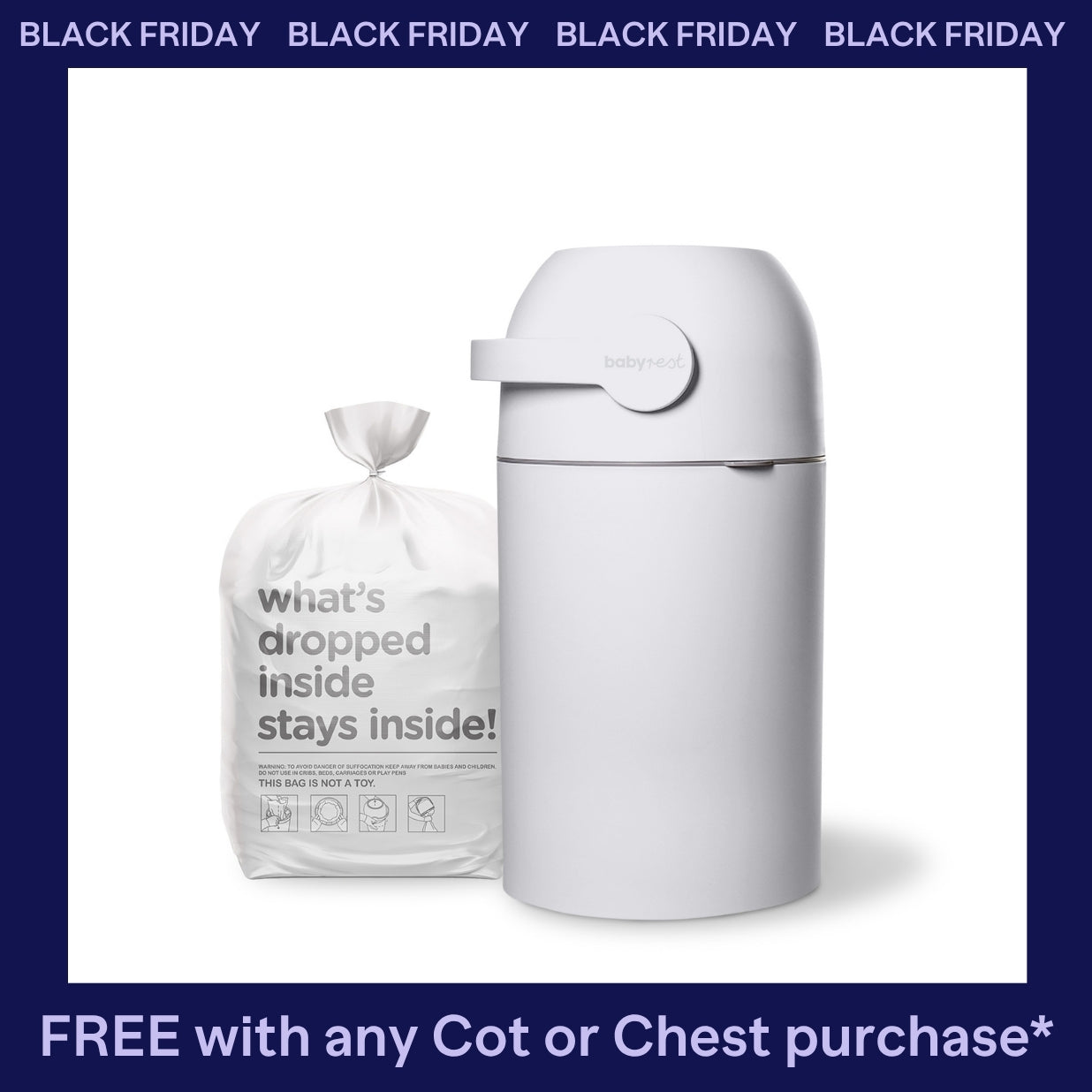 Aster Nappy Bin - White