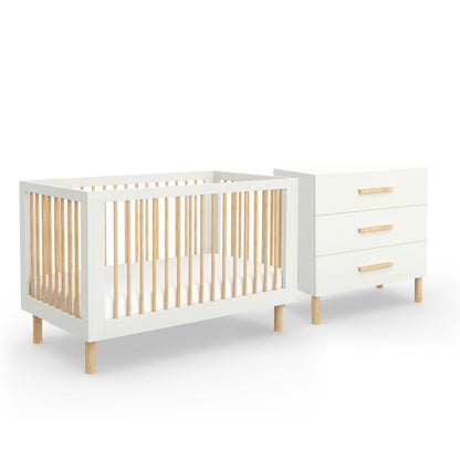Torquay Cot & Chest Nursery Package - White/Natural