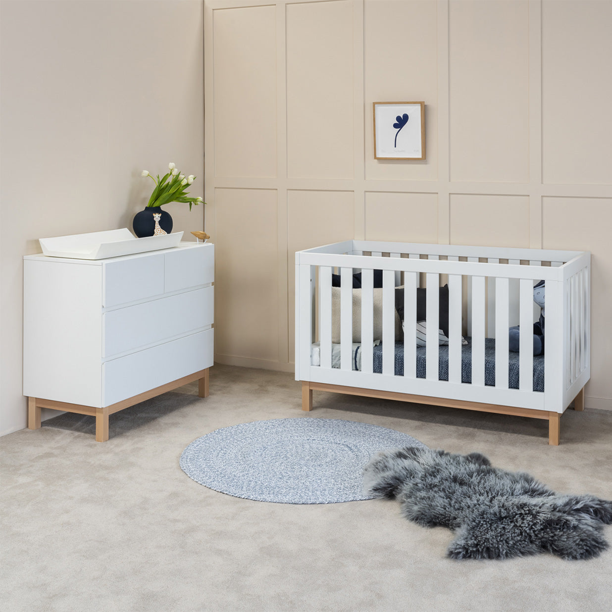 Bailey Cot & Chest Nursery Package - White