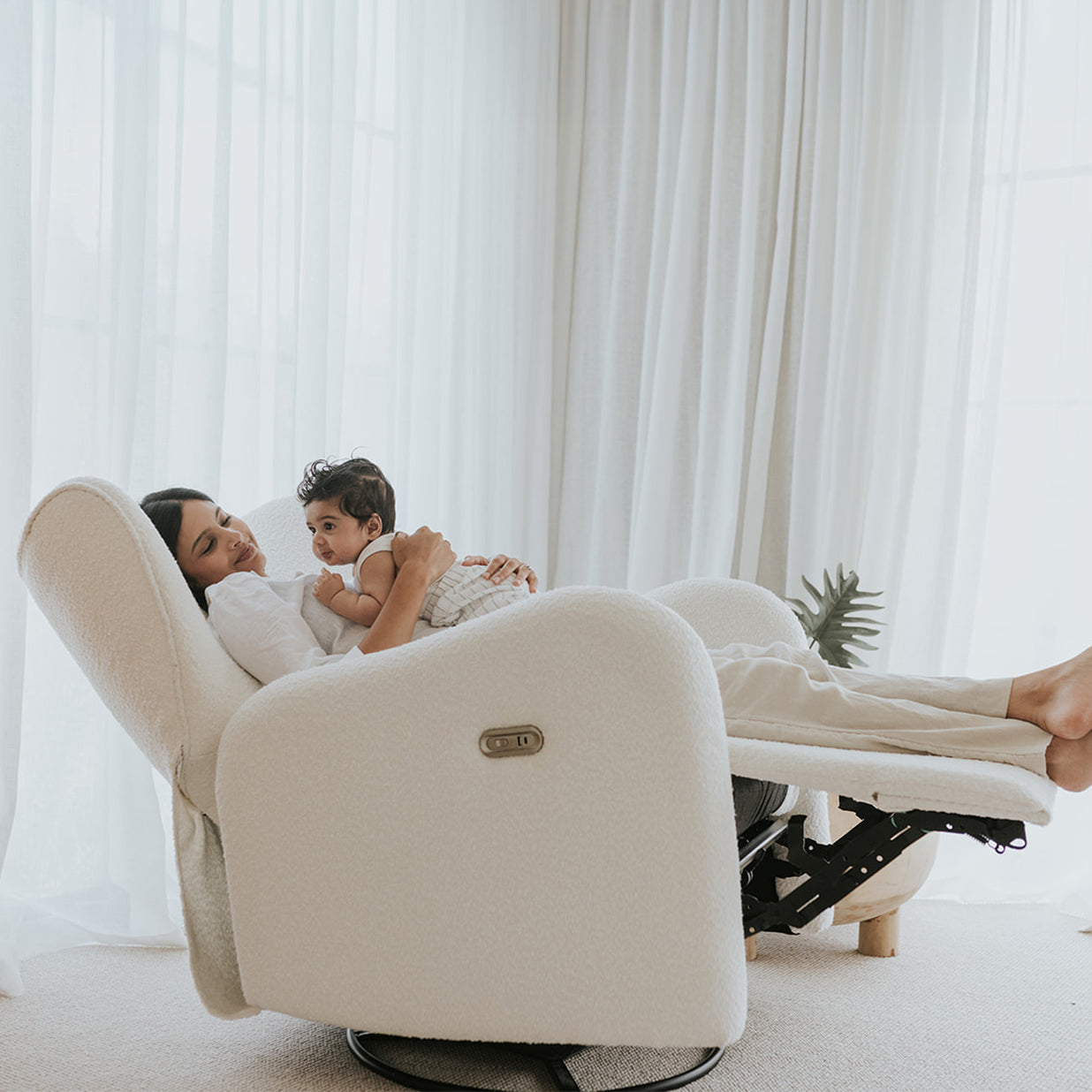 Celeste Electric Nursery Chair - White Boucle