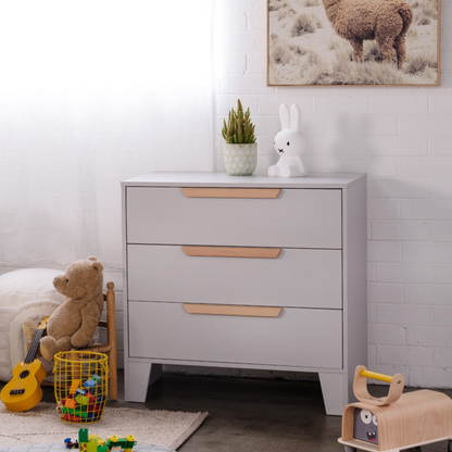 Hague Chest 3 Drawer - Grey/Natural
