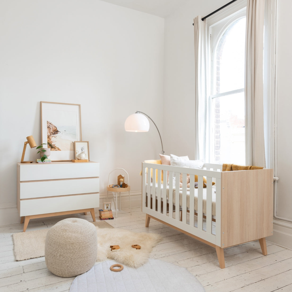BabyRest Tommi Cot Chest Nursery Package Oak/White